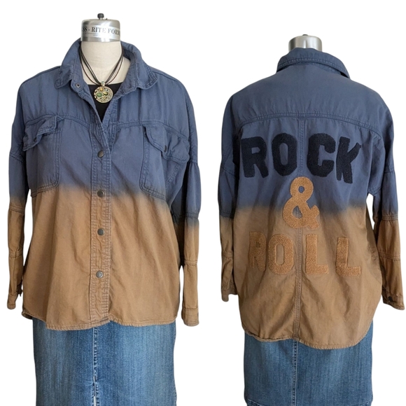 Elan Devan Rock & Roll Dip Dye Shacket Size Medium - Picture 1 of 12